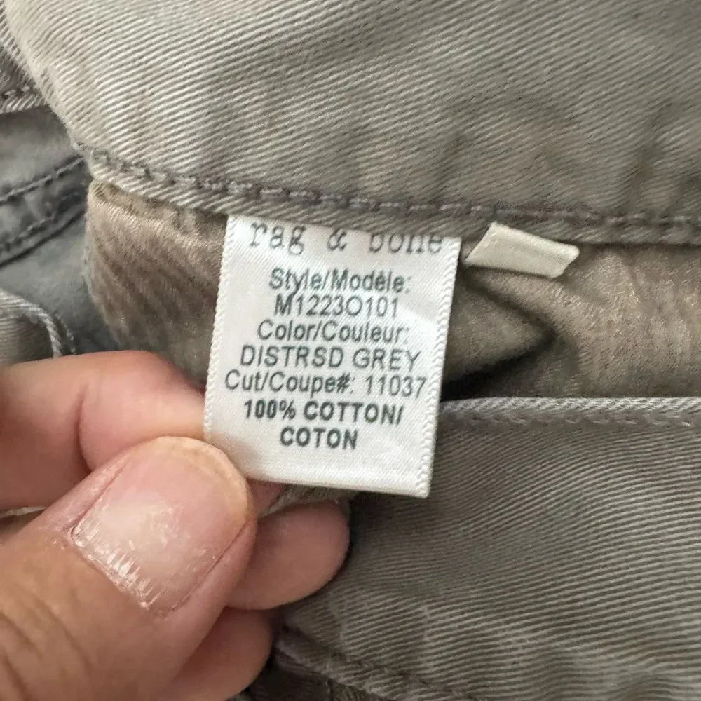 Rag & Bone Standard Issue Fit 2 Slim Leg Jeans Distressed Pants Khaki Gray - Picture 9 of 11